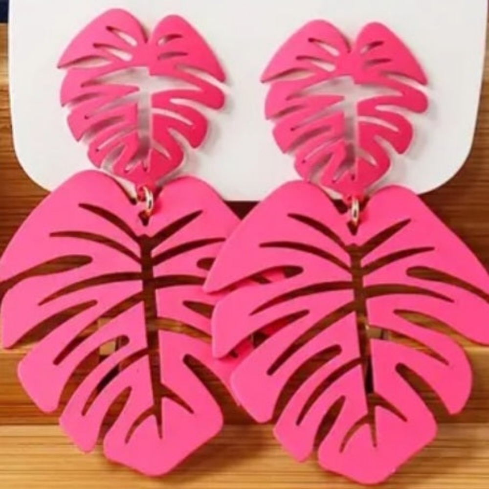Tropical Monstera Leaf Earrings
